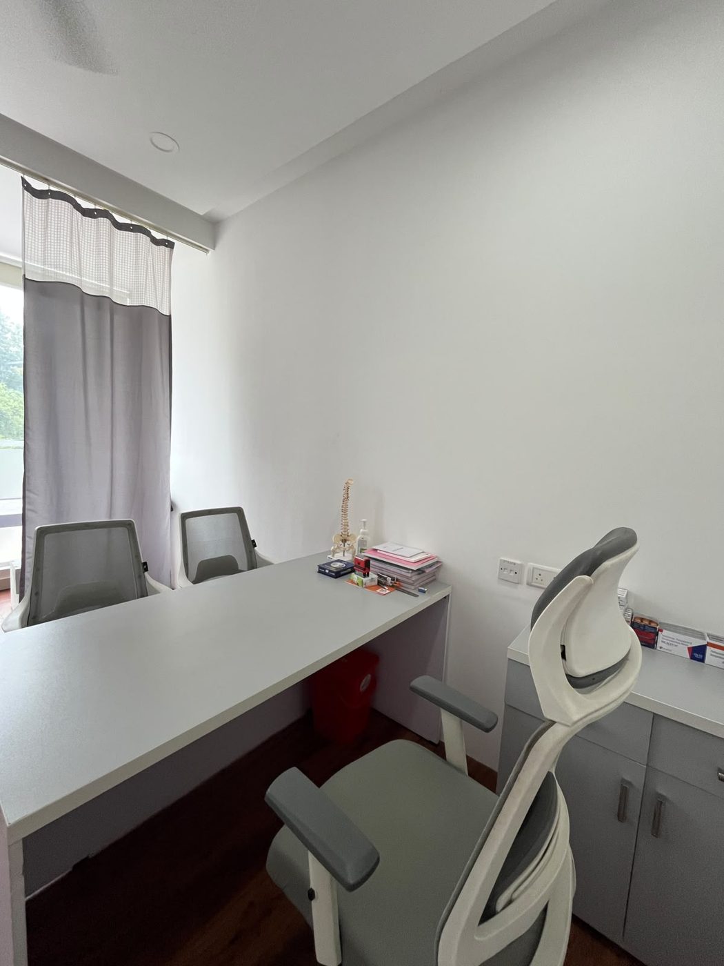 Orthopaedic assessment desk at Dr. Deepak P. Kaladagi's clinic in Mallathahalli, Bengaluru